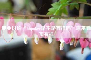 专业讨论“hhpoker是不是有挂吗”原来确实有挂