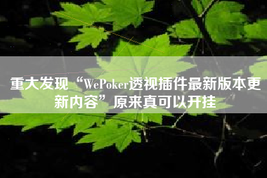 重大发现“WePoker透视插件最新版本更新内容”原来真可以开挂