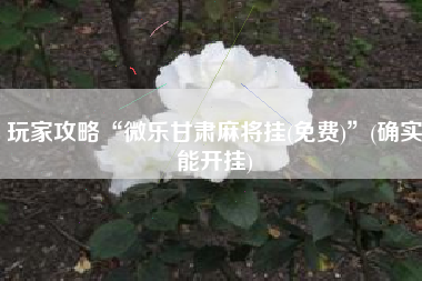 玩家攻略“微乐甘肃麻将挂(免费)”(确实能开挂)