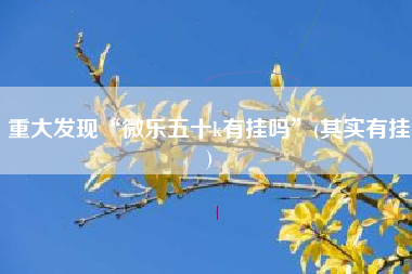 重大发现“微乐五十k有挂吗”(其实有挂)