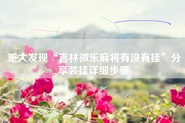 重大发现“吉林微乐麻将有没有挂”分享装挂详细步骤