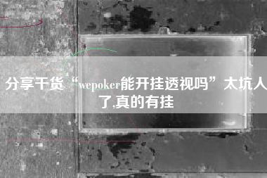 分享干货“wepoker能开挂透视吗”太坑人了,真的有挂