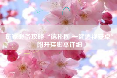 玩家必备攻略“德扑圈 一键透视安卓”附开挂脚本详细