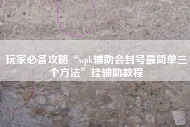 玩家必备攻略“wpk辅助会封号最简单三个方法”挂辅助教程