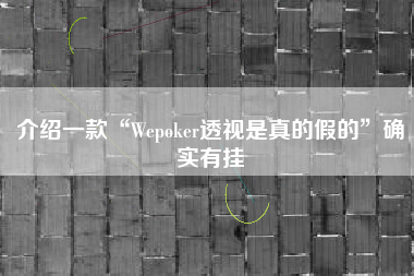 介绍一款“Wepoker透视是真的假的”确实有挂 介绍一款“Wepoker透视是真的假的”确实有挂