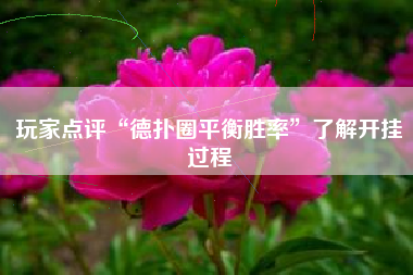 玩家点评“德扑圈平衡胜率”了解开挂过程