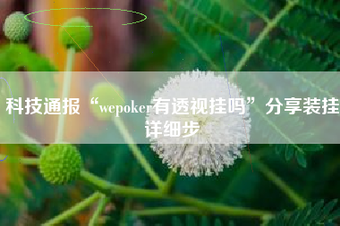 科技通报“wepoker有透视挂吗”分享装挂详细步