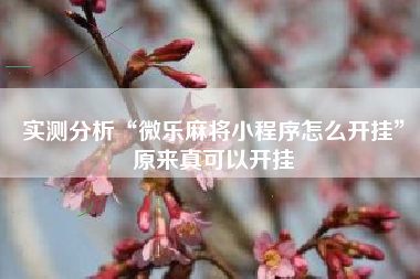 实测分析“微乐麻将小程序怎么开挂”原来真可以开挂