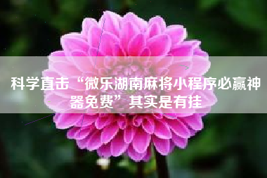 科学直击“微乐湖南麻将小程序必赢神器免费”其实是有挂