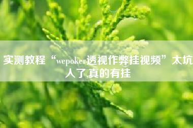 实测教程“wepoker透视作弊挂视频”太坑人了,真的有挂