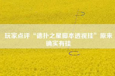 玩家点评“德扑之星脚本透视挂	”原来确实有挂