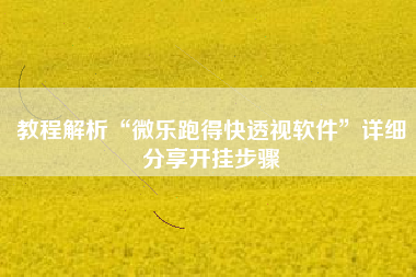 教程解析“微乐跑得快透视软件”详细分享开挂步骤