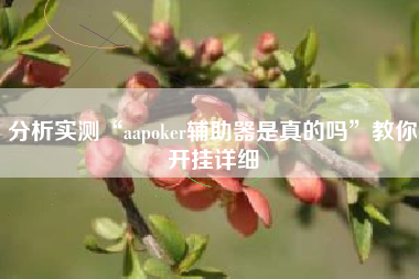 分析实测“aapoker辅助器是真的吗	”教你开挂详细