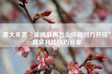 重大来袭“雀神麻将怎么怀疑对方开挂”真实开挂技巧分享