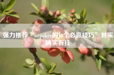 强力推荐“wepoker的10个必赢技巧	”其实确实有挂