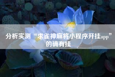 分析实测“求雀神麻将小程序开挂app”的确有挂