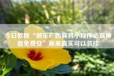 今日教程“微乐广西麻将小程序必赢神器免费安”原来真实可以装挂