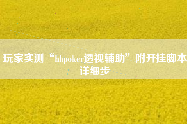 玩家实测“hhpoker透视辅助	”附开挂脚本详细步