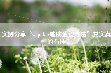 实测分享“wepoker辅助透视方法	”其实真的有挂