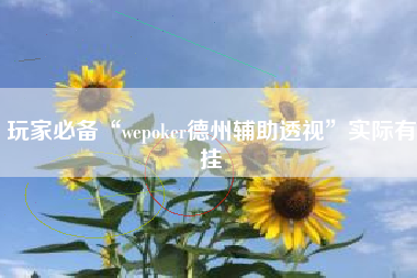 玩家必备“wepoker德州辅助透视	”实际有挂