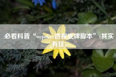 必看科普“wepoker透视底牌脚本”(其实有挂)