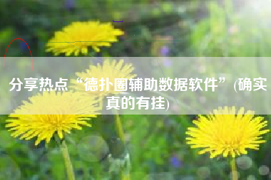 分享热点“德扑圈辅助数据软件”(确实真的有挂)
