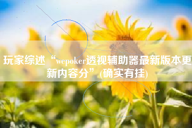 玩家综述“wepoker透视辅助器最新版本更新内容分”(确实有挂)