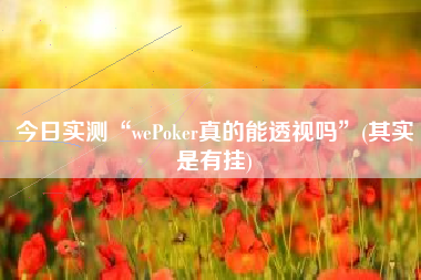 今日实测“wePoker真的能透视吗	”(其实是有挂)