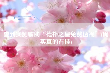 查到实测辅助“德扑之星免费透视”(确实真的有挂)