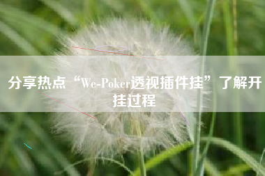 分享热点“We-Poker透视插件挂”了解开挂过程