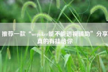 推荐一款“wepoker能不能透视辅助”分享真的有挂给你