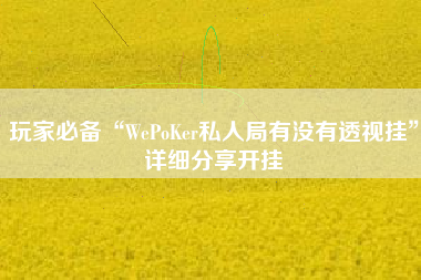玩家必备“WePoKer私人局有没有透视挂”详细分享开挂
