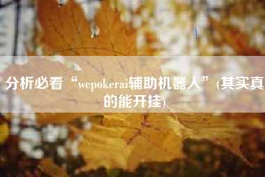 分析必看“wepokerai辅助机器人	”(其实真的能开挂)