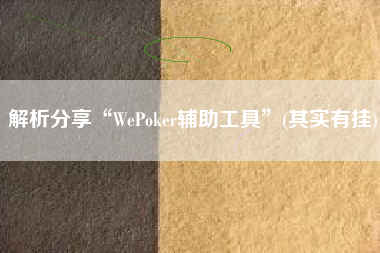 解析分享“WePoker辅助工具	”(其实有挂)