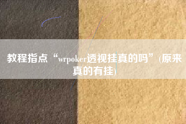 教程指点“wrpoker透视挂真的吗”(原来真的有挂)