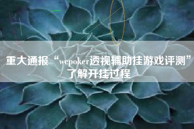 重大通报“wepoker透视辅助挂游戏评测	”了解开挂过程