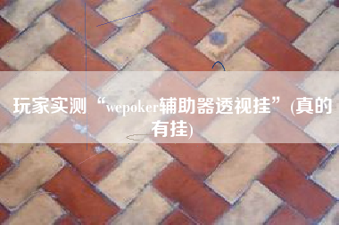 玩家实测“wepoker辅助器透视挂	”(真的有挂)