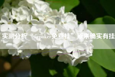 实测分析“wepoker免费挂	”原来确实有挂