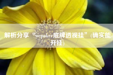 解析分享“wepoker底牌透视挂	”(确实能开挂)