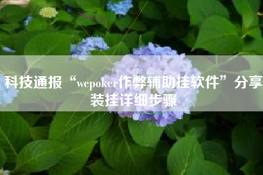 科技通报“wepoker作弊辅助挂软件”分享装挂详细步骤