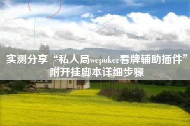 实测分享“私人局wepoker看牌辅助插件	”附开挂脚本详细步骤