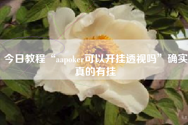今日教程“aapoker可以开挂透视吗”确实真的有挂