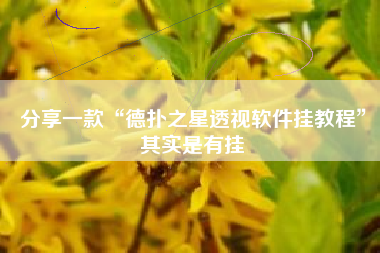 分享一款“德扑之星透视软件挂教程”其实是有挂