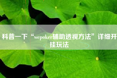 科普一下“wepoker辅助透视方法”详细开挂玩法
