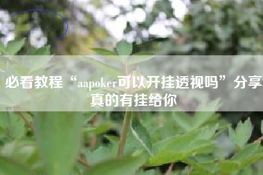 必看教程“aapoker可以开挂透视吗”分享真的有挂给你