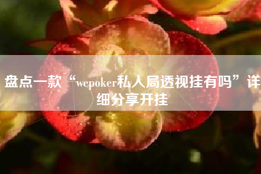 盘点一款“wepoker私人局透视挂有吗”详细分享开挂