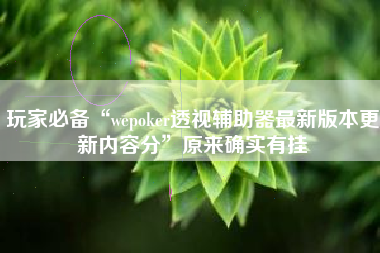 玩家必备“wepoker透视辅助器最新版本更新内容分”原来确实有挂